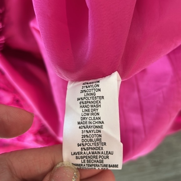 Trina Trina Turk Glorieta Off-the-Shoulder Lace Pink Dress Size 12 - Picture 7 of 8